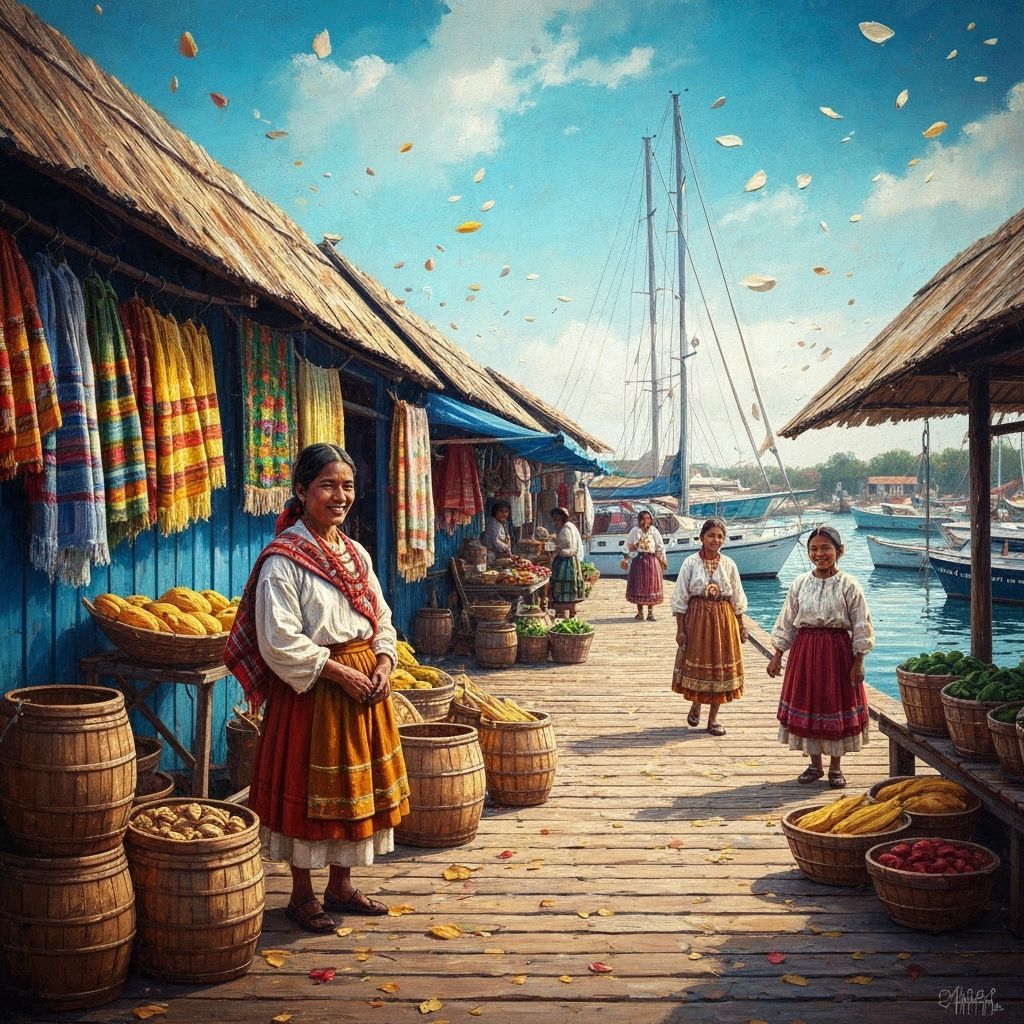 Colorful Fisherman's Wharf Market with Impasto Texture