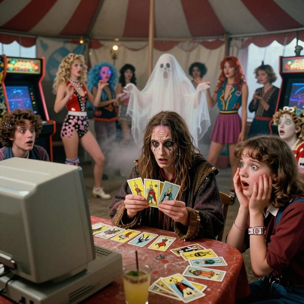 1950s Circus Tarot Reading With 80s Tech
