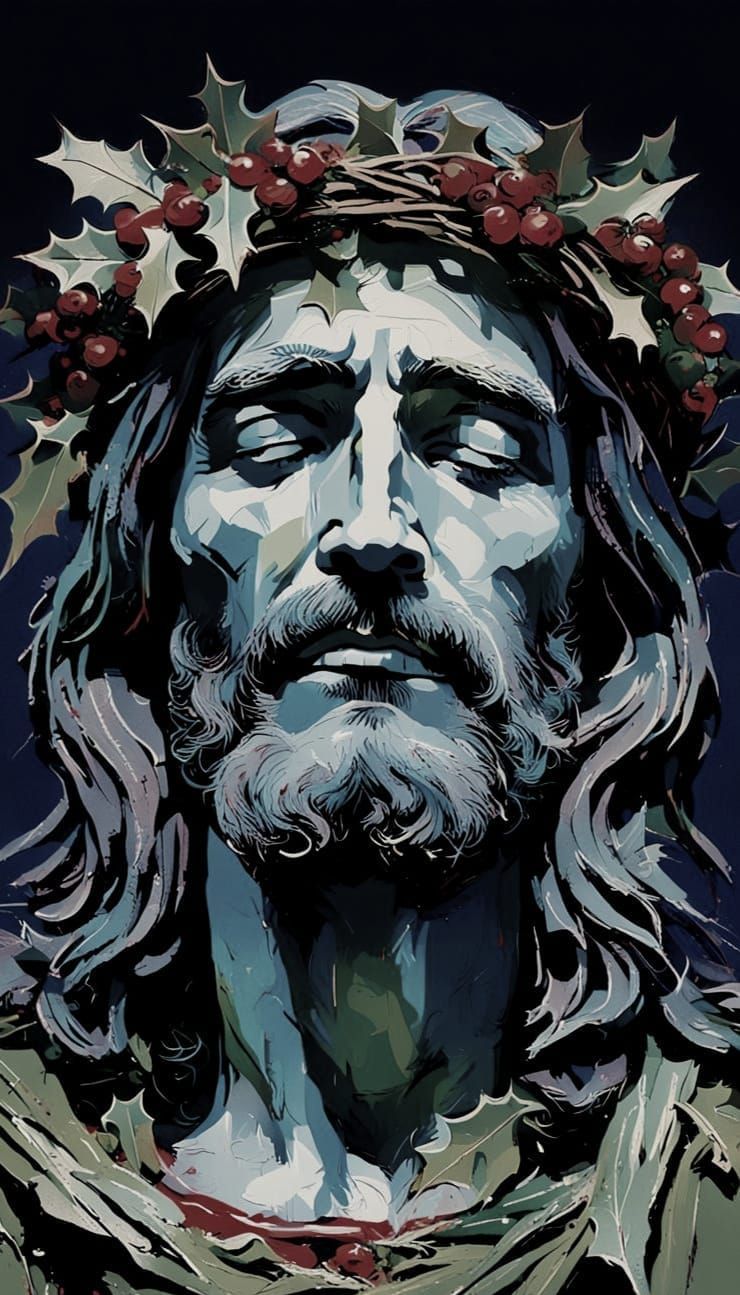 Crucified Jesus Christ with Holly Crown