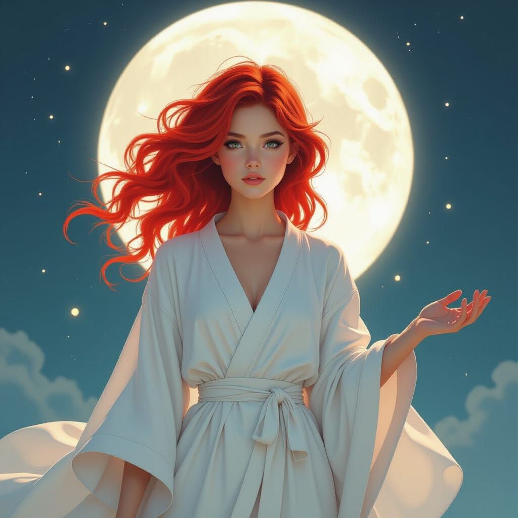 Girl with Moonshard Power, Mystical Futuristic Art