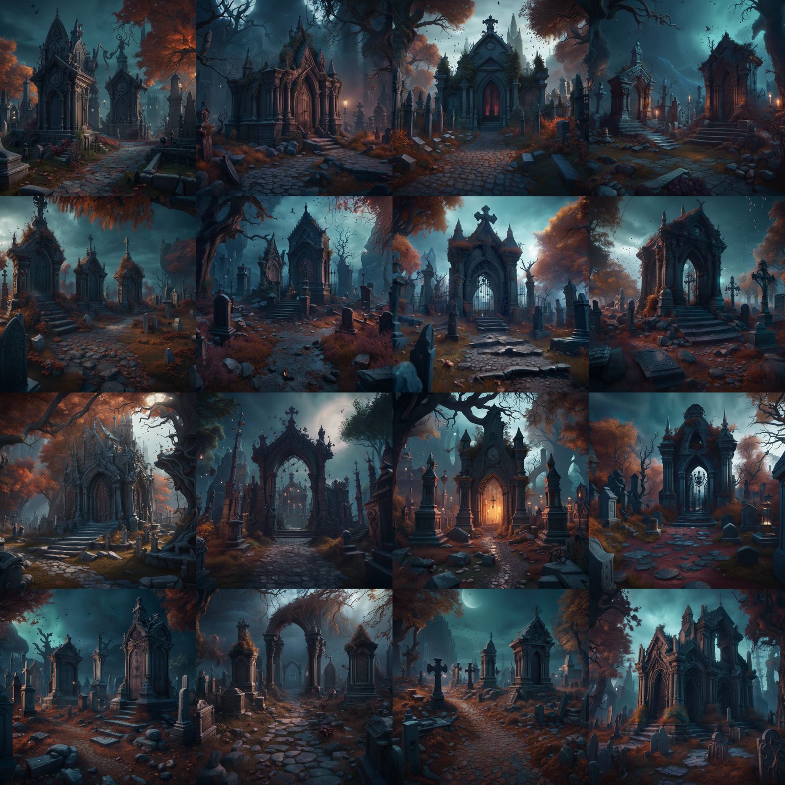Fantastical Graveyard in Detailed Matte Painting Style