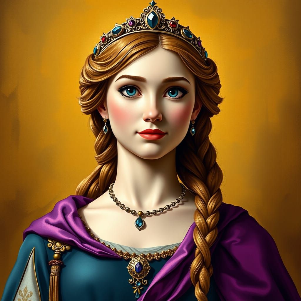 Elegant Queen Anna in Renaissance Masterpiece Style