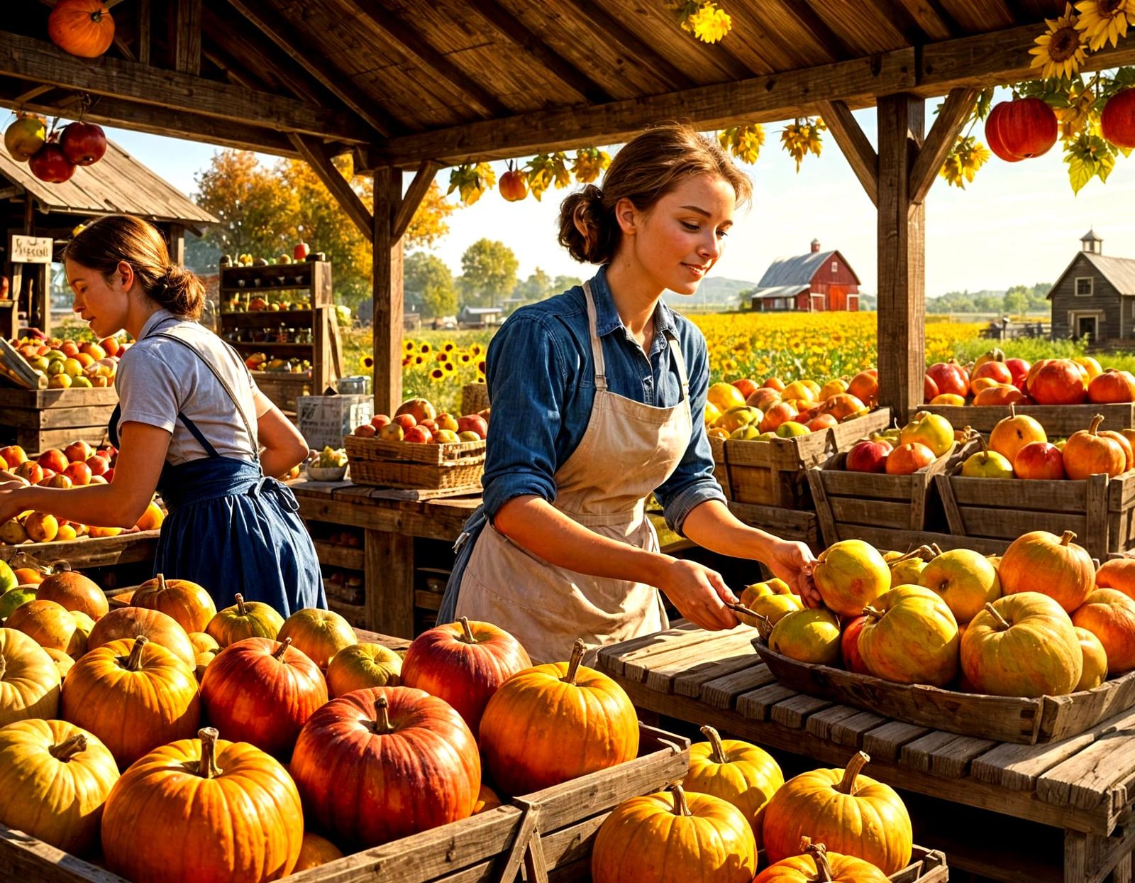 Rustic Farmstand with Fresh Harvest Produce