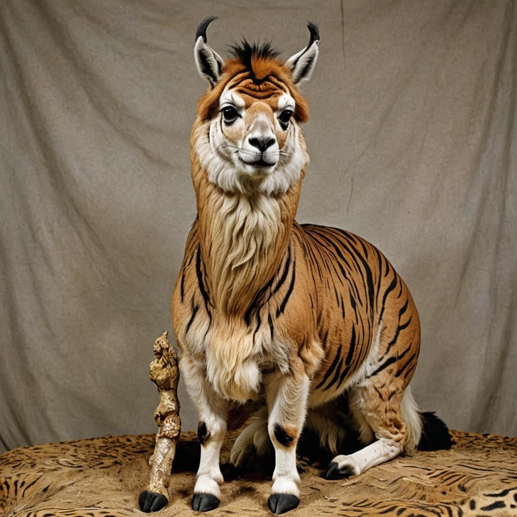 Awful Taxidermy: Llama-Tiger Hybrid