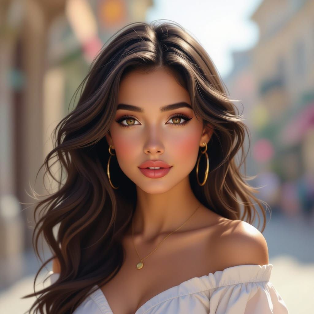 Young Woman Portrait with Long Hair in Dynamic Lighting