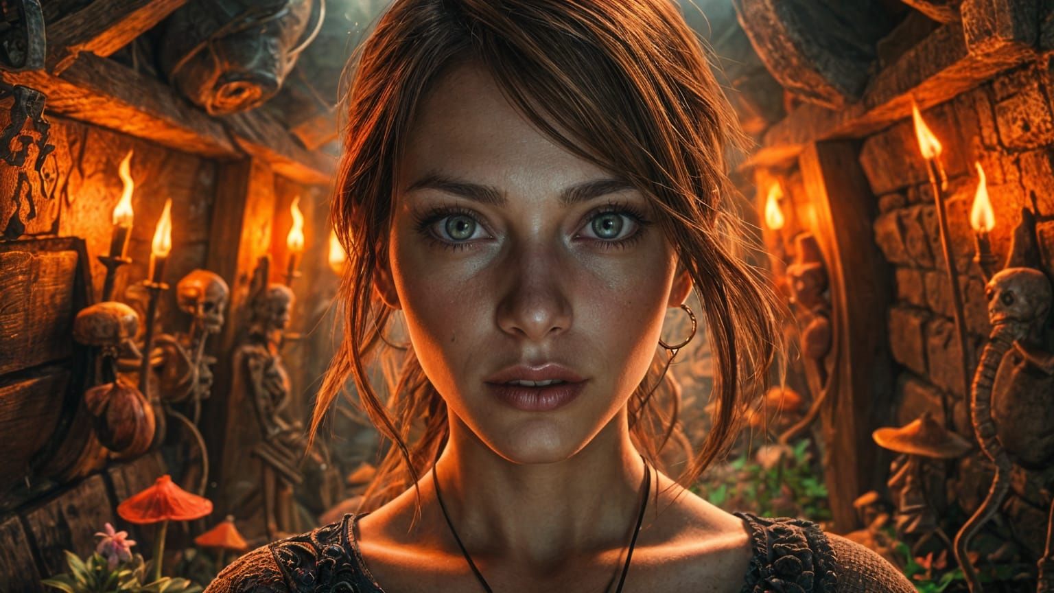 Milla Jovovich Inspired Woman in Dark Dungeon