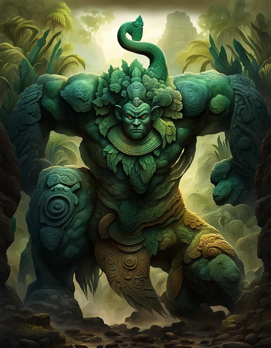 Cabrakan: Mayan God in Jungle Ruins