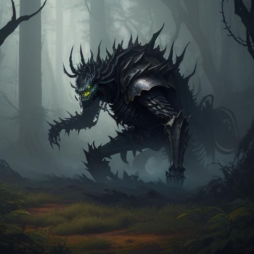 Skeletal Warrior Charging in Dark Fantasy Matte Painting