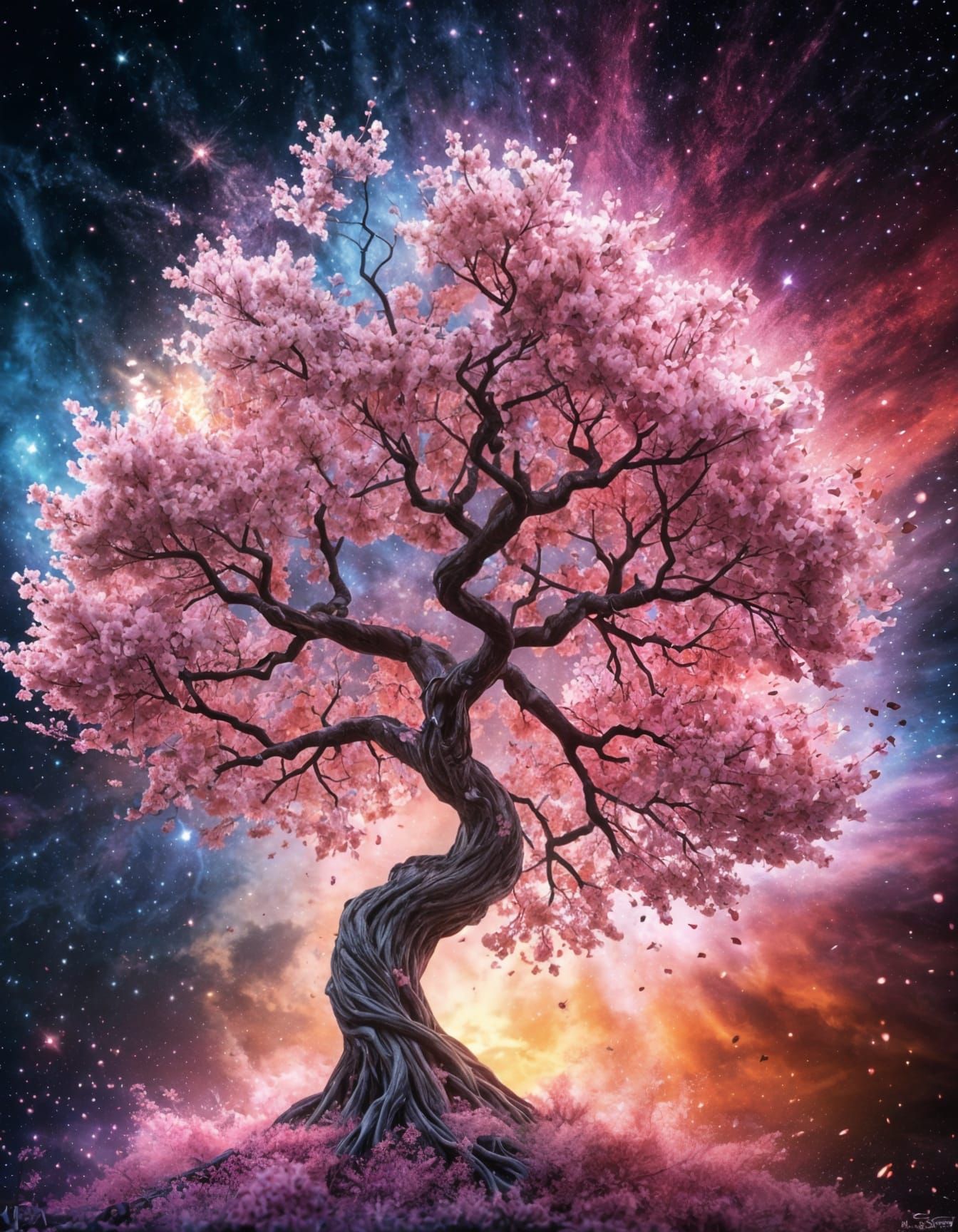 Epic Cosmic Crystal Cherry Blossom Tree Explosion
