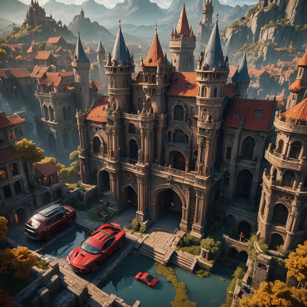 Fantastical Ferrari: Detailed Matte Painting