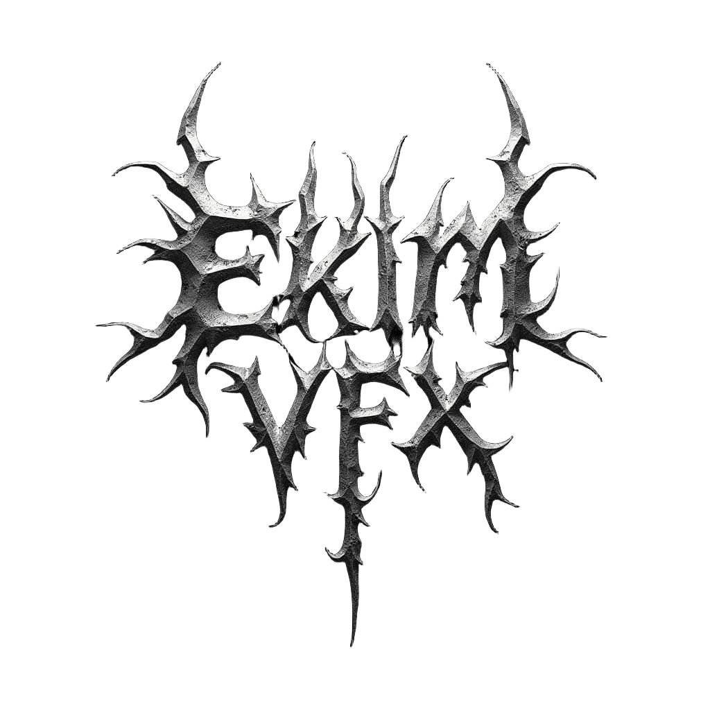 Aggressive Black Metal Logo in Cyberpunk Style