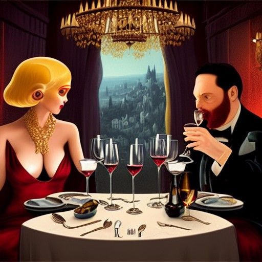 Beagles and Women Enjoying Wine, Comic Book Style