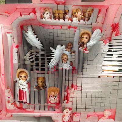Disturbing Murder Cage Surrounded by Decapitated Angels