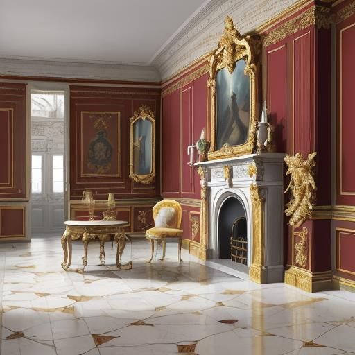 Surrealist Abstract of Fiery French Cabinets as Oil Painting