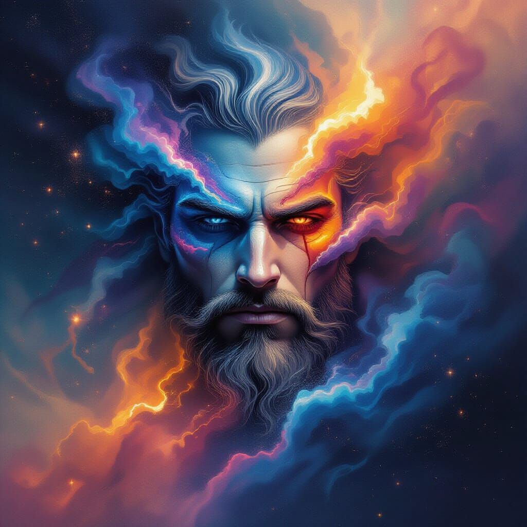 Nebula Warrior: Cosmic Airbrush Portrait