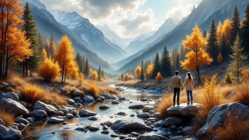 Autumn Mountain View: Painterly Impression