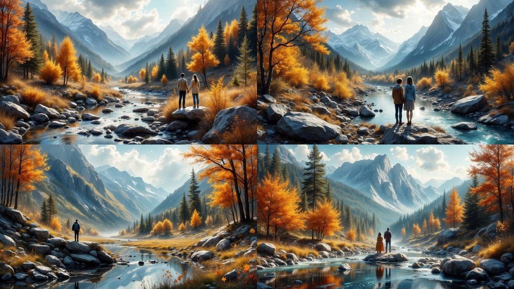 Autumn Mountain View: Painterly Style