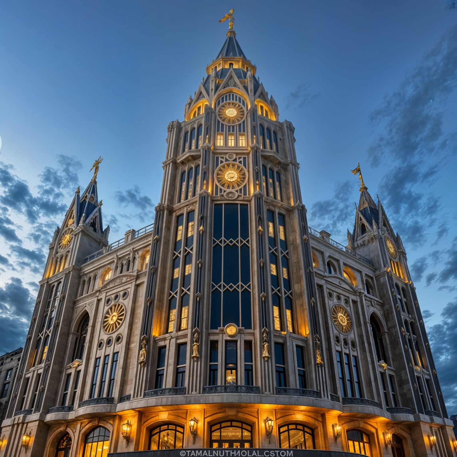 Majestic Art Deco Castle at Twilight