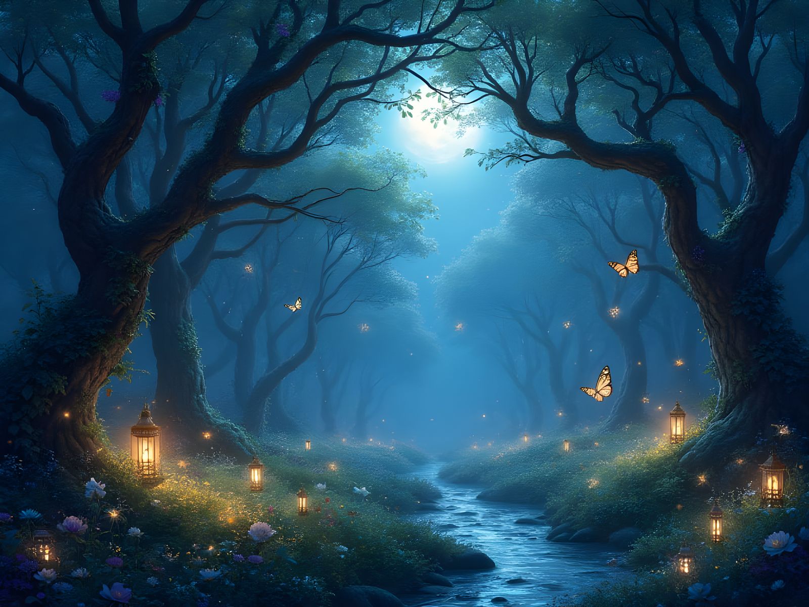 Surreal Fantasy Forest in Ethereal Light