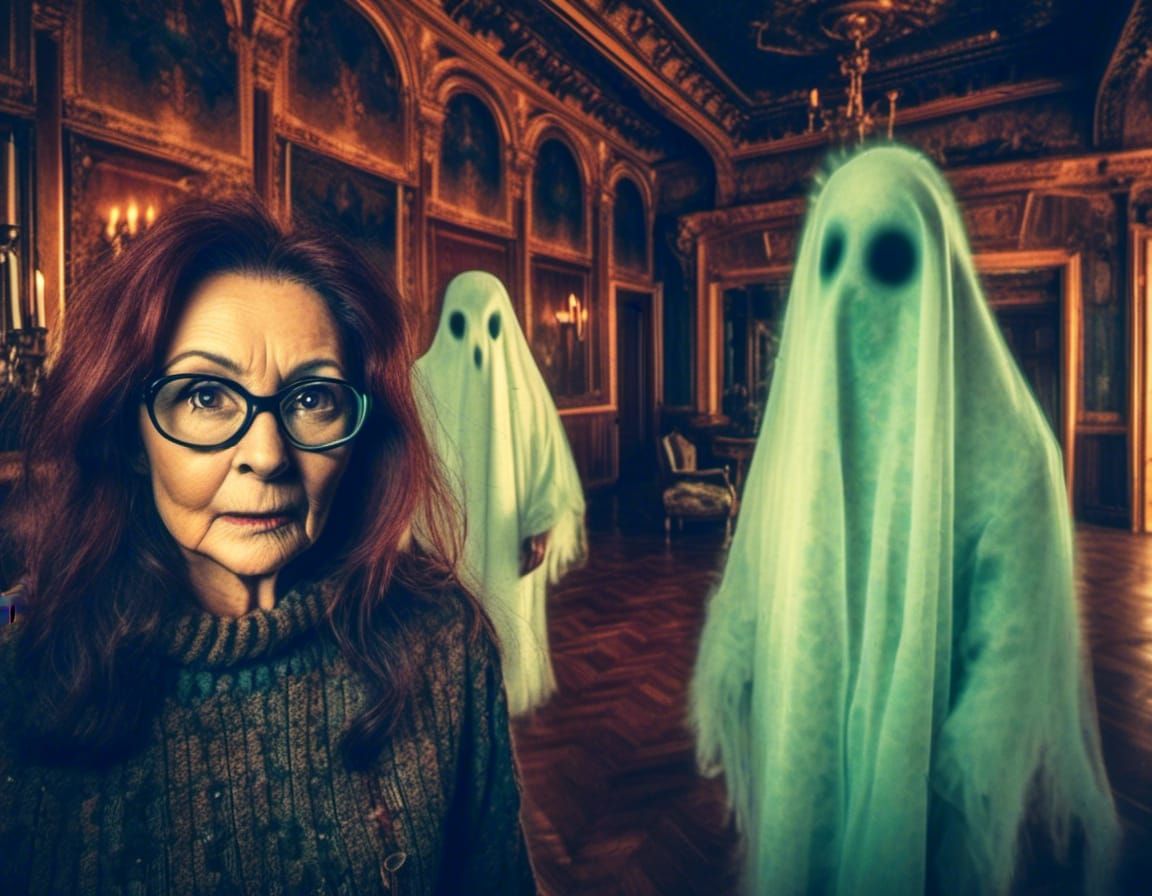 Ghost Hunters in Haunted House with Ghost