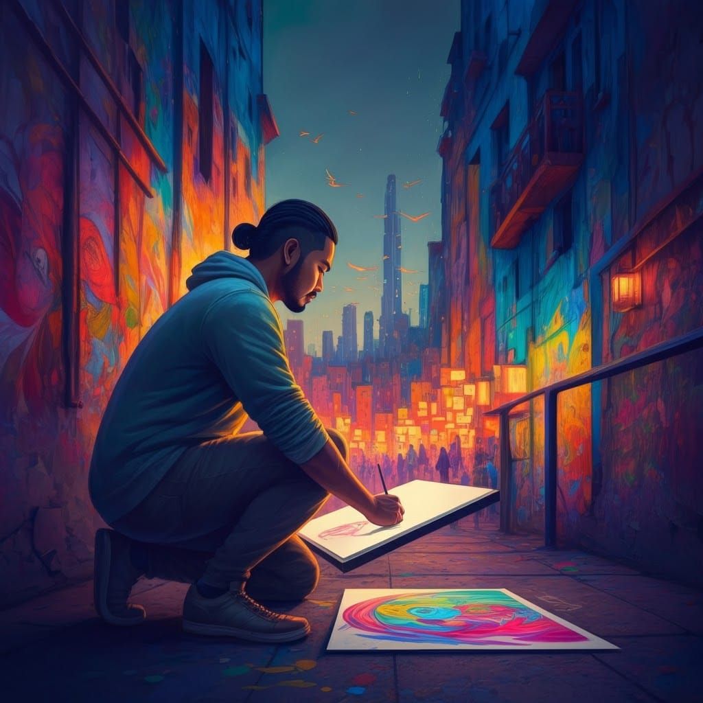 Latino Man Creates Vibrant Street Art