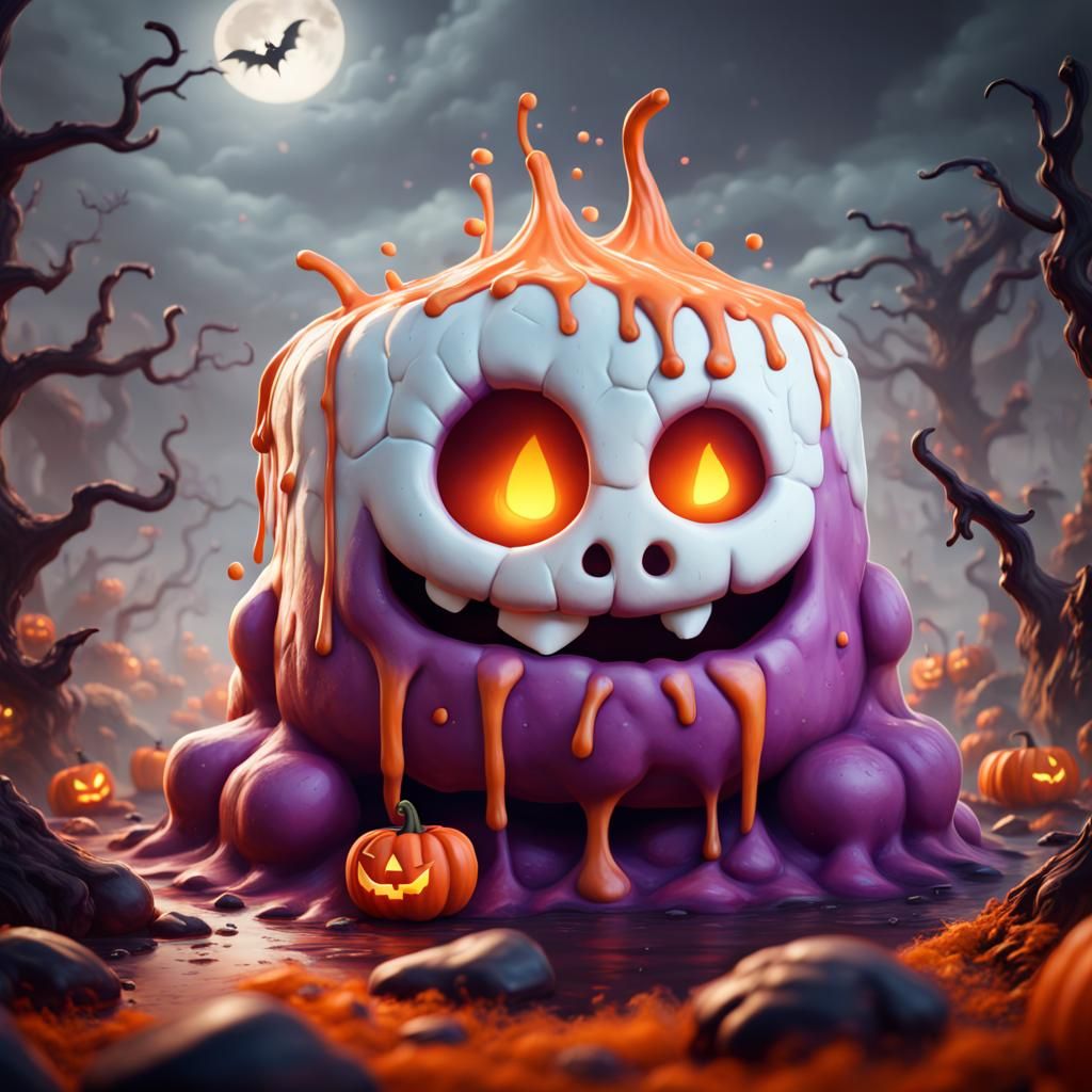Halloween Marshmallow Monster in Detailed Matte Painting