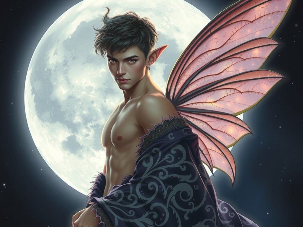 Moonlit Gay Fairy in Ethereal Dreamscape