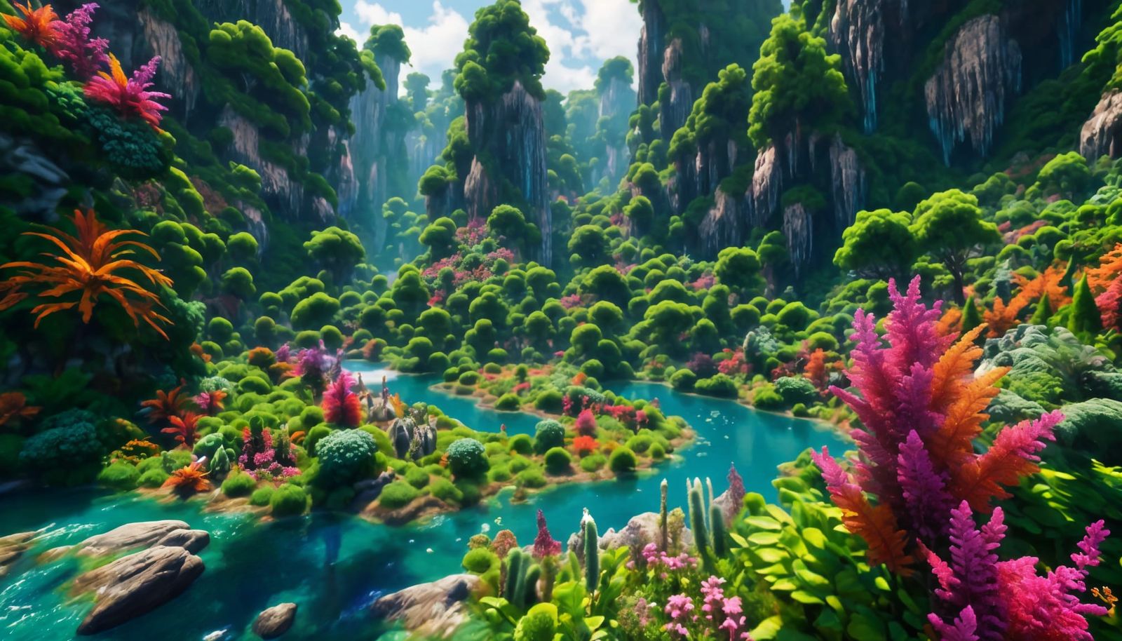 Lush Rainforest River Valley in Alcohol Ink