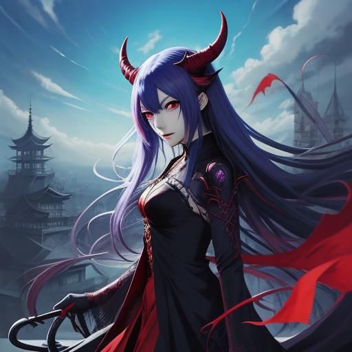 Anime Style Demon Girl Illustration