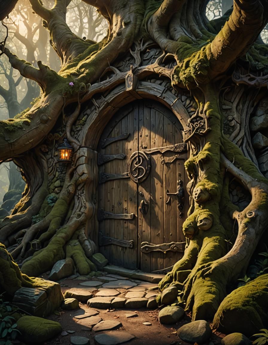 Troll Home Hidden in Dark Forest, Matte Painting