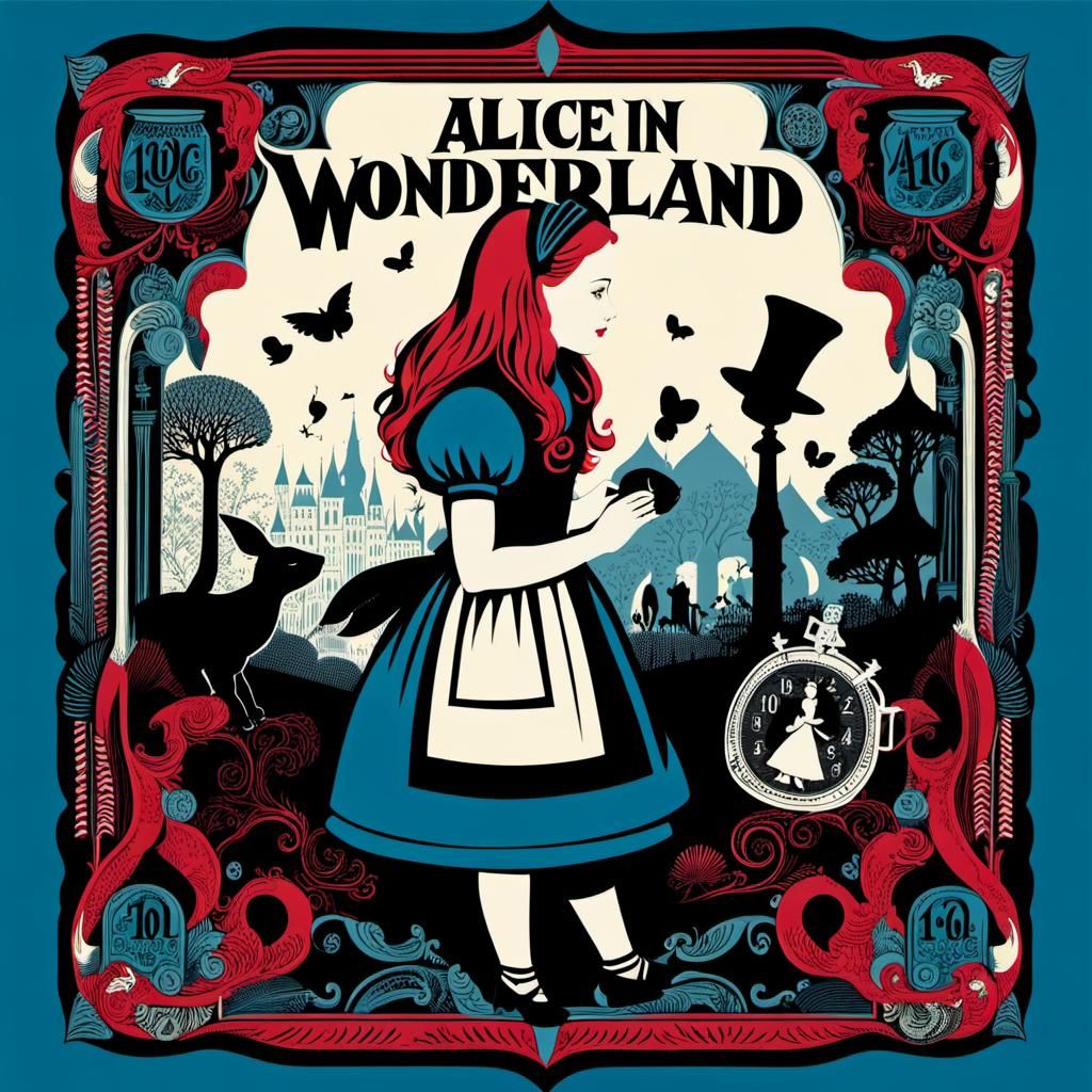 Alice in Wonderland Illustration in Minalima Style