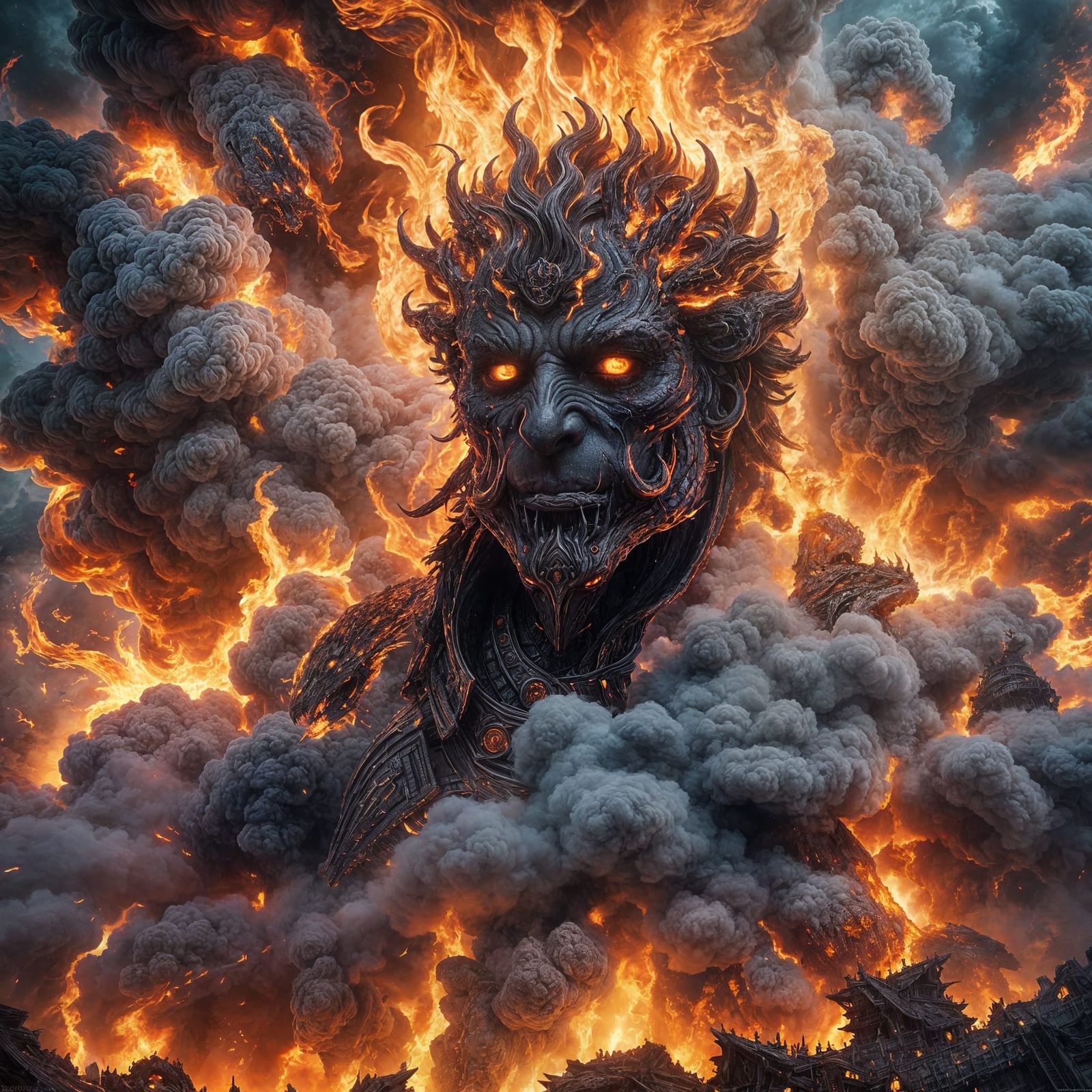 Infernal Sky: A Fiery Demon in the Clouds