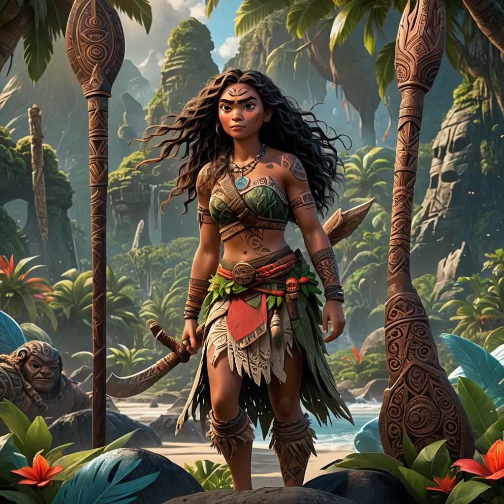 Moana: Legendary Island Guardian with Maori Weapon