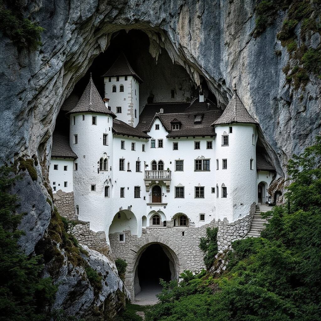 Dramatic Predjama Castle Built into Cliff Face
