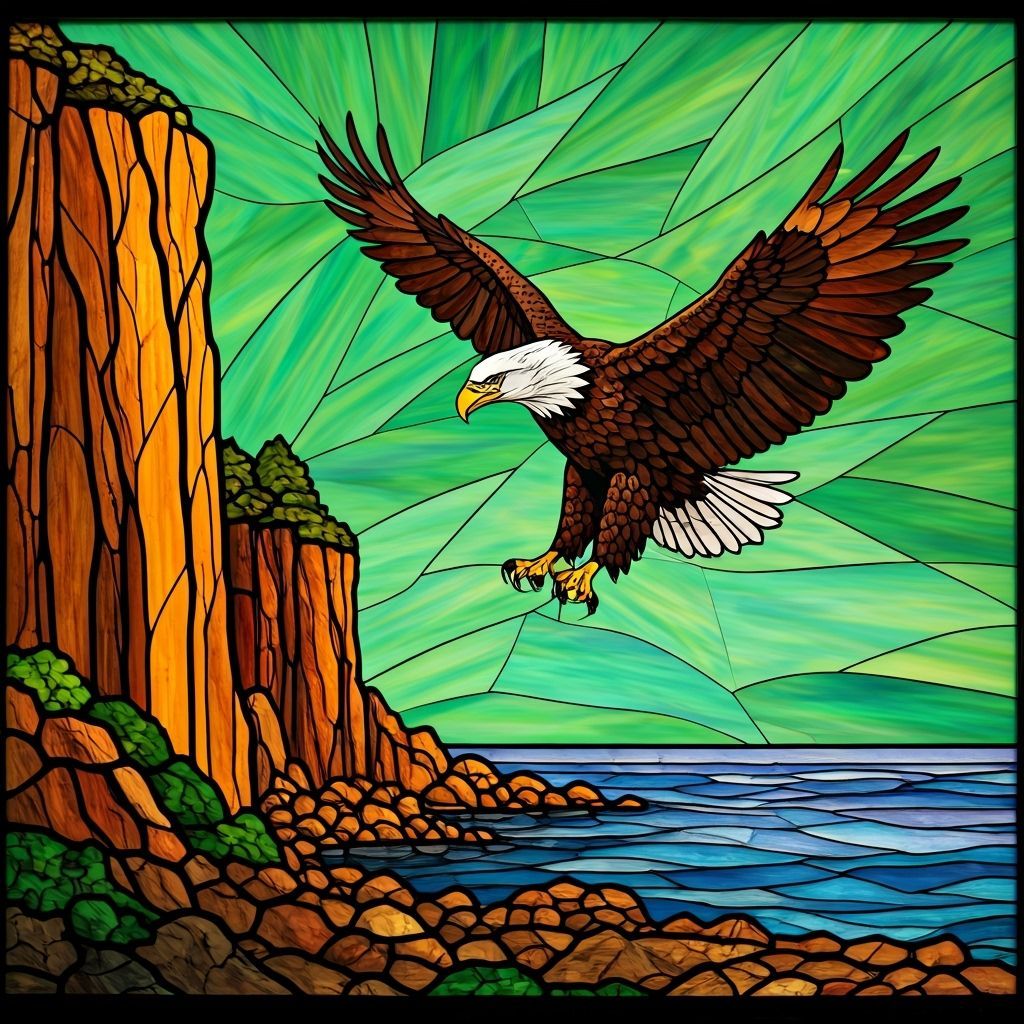 Neon Stained Glass Mosaic with Geometric Pattern