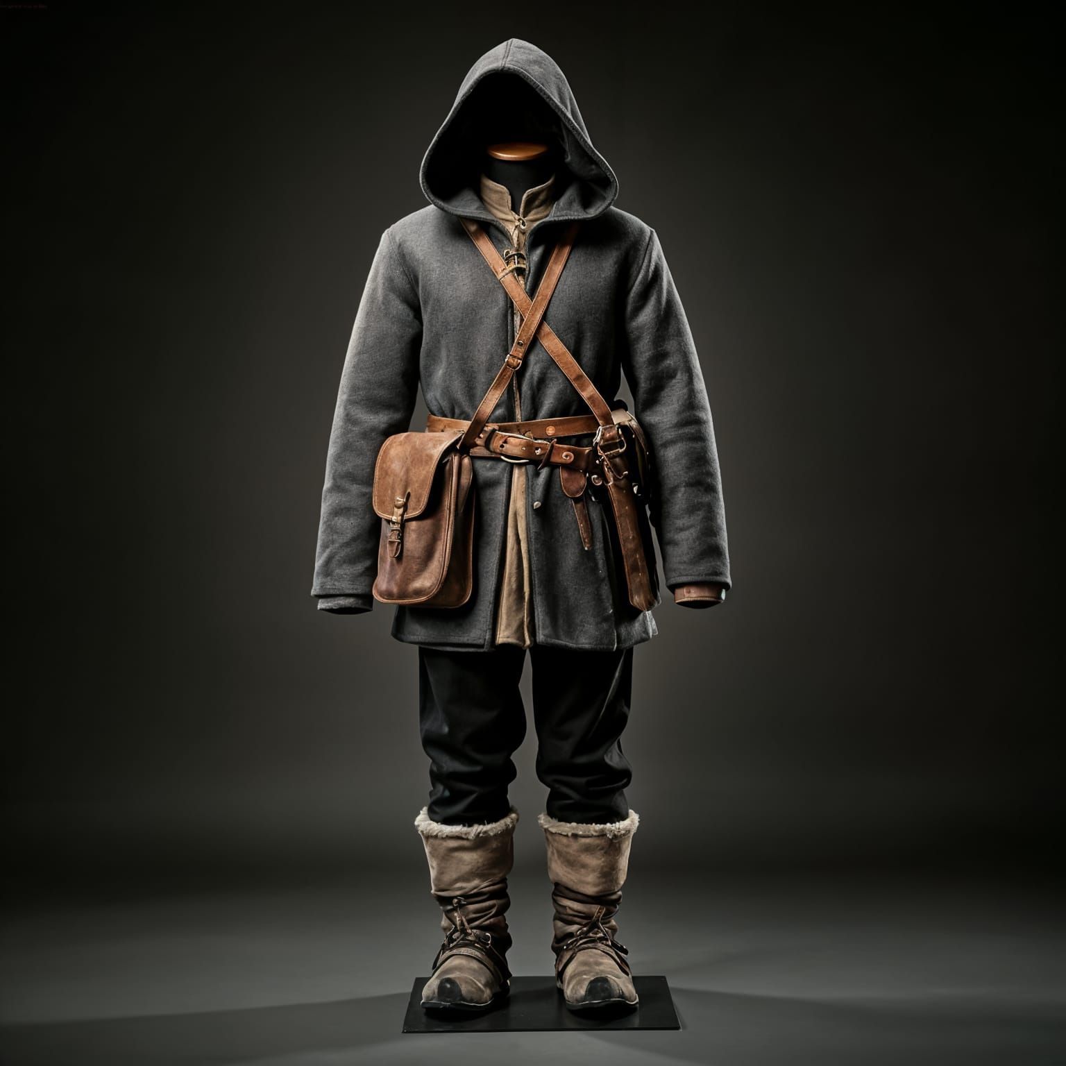 Medieval Nomad's Robes on Mannequin in Earthy Colors