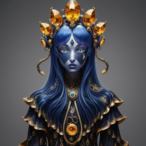 Vibrant Gemstone Crown in a Twisted Cyberpunk Aesthetic