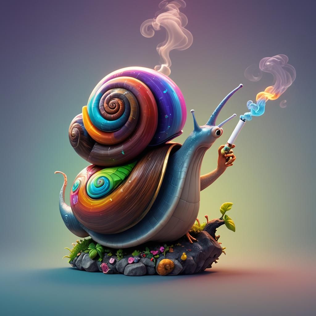 Anthropomorphic Snail smoking