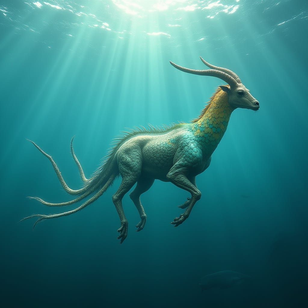 Surreal Underwater Hybrid Swims in Majestic Serpentine Form