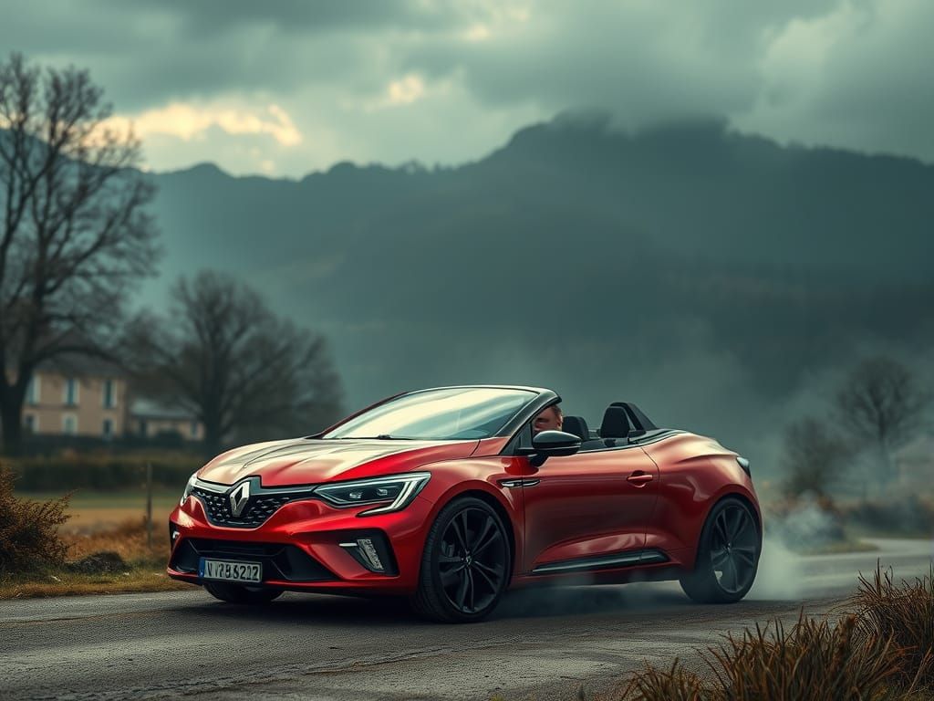Red Renault Clio Coupé Cabriolet Concept in Dramatic Digital...