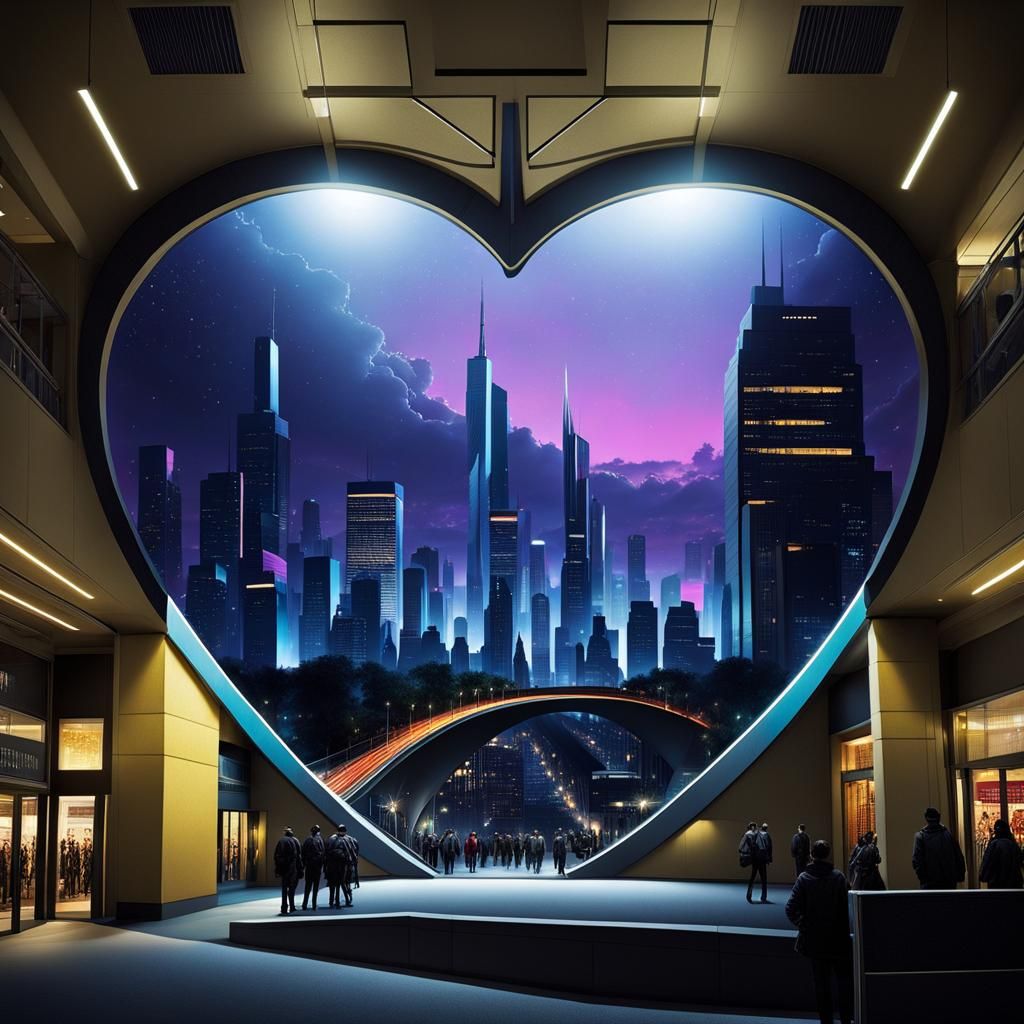 Geometric Cityscape at Night: Urban Isolation