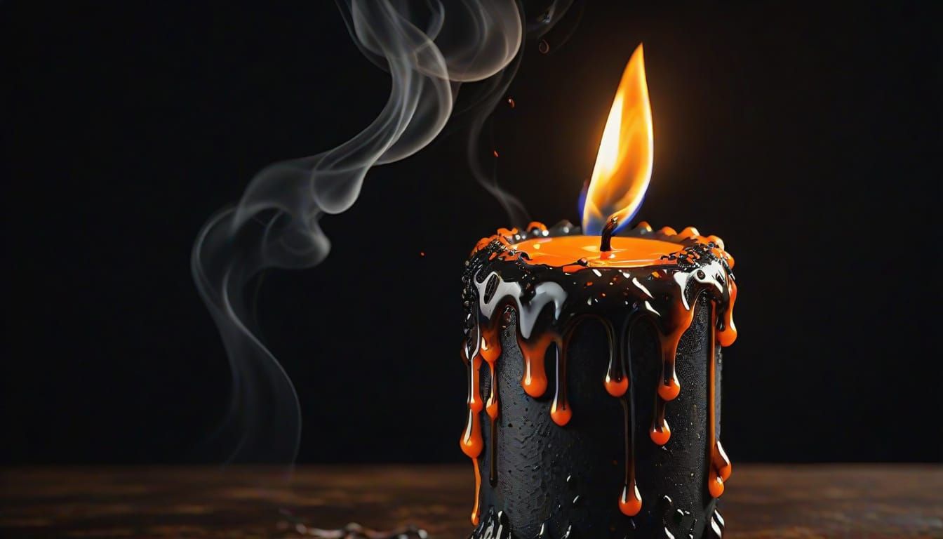 Surreal Candle Burns with Intense Orange Flame