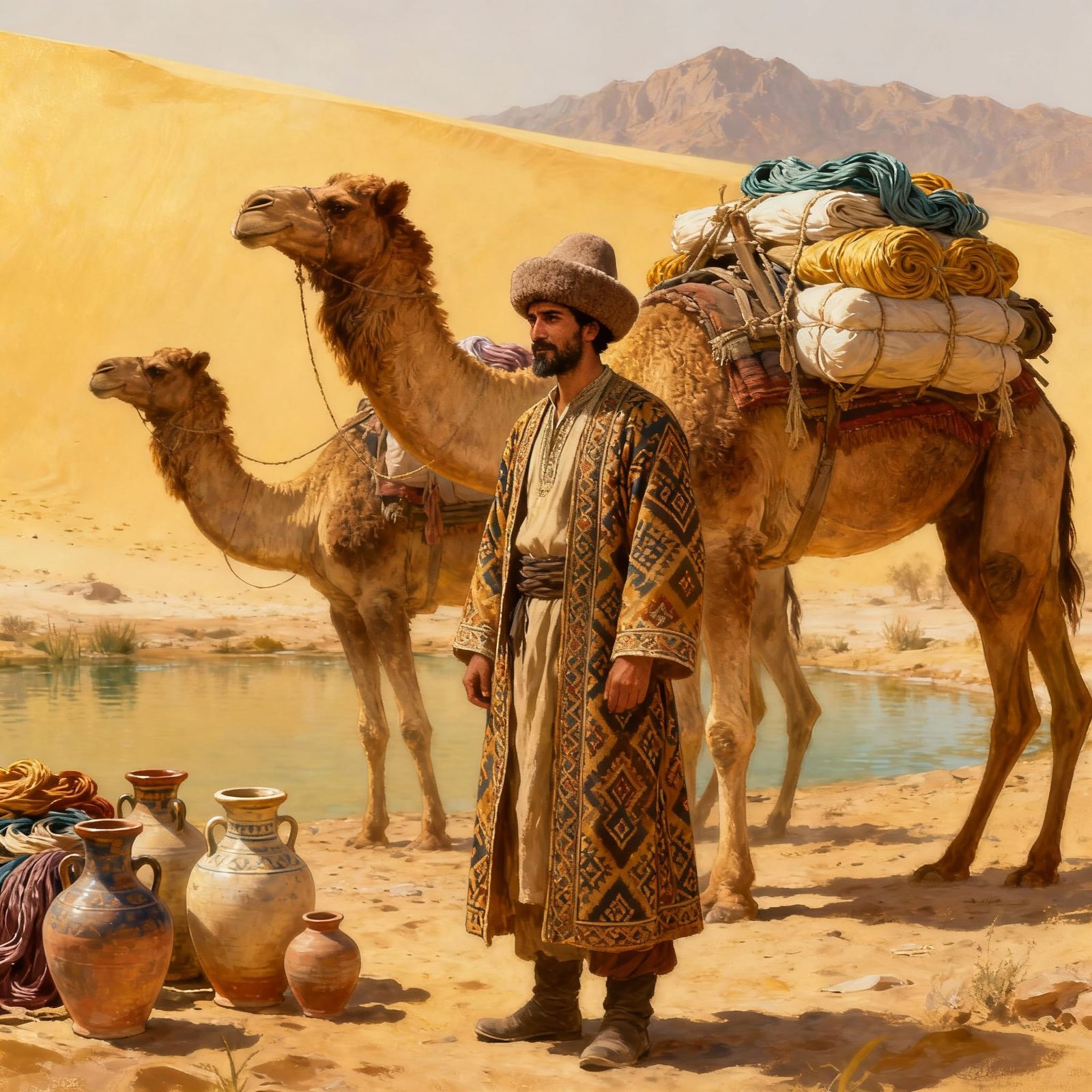 Silk Road Merchant Trading Goods