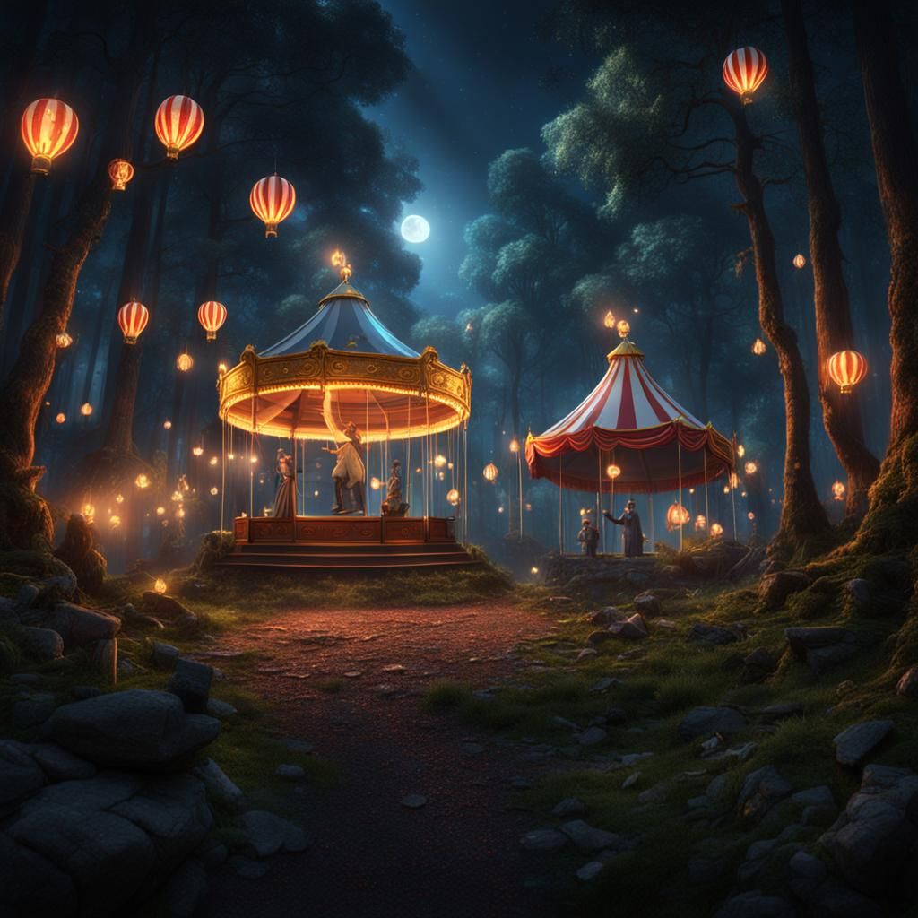 Fantastical Forest Circus at Night