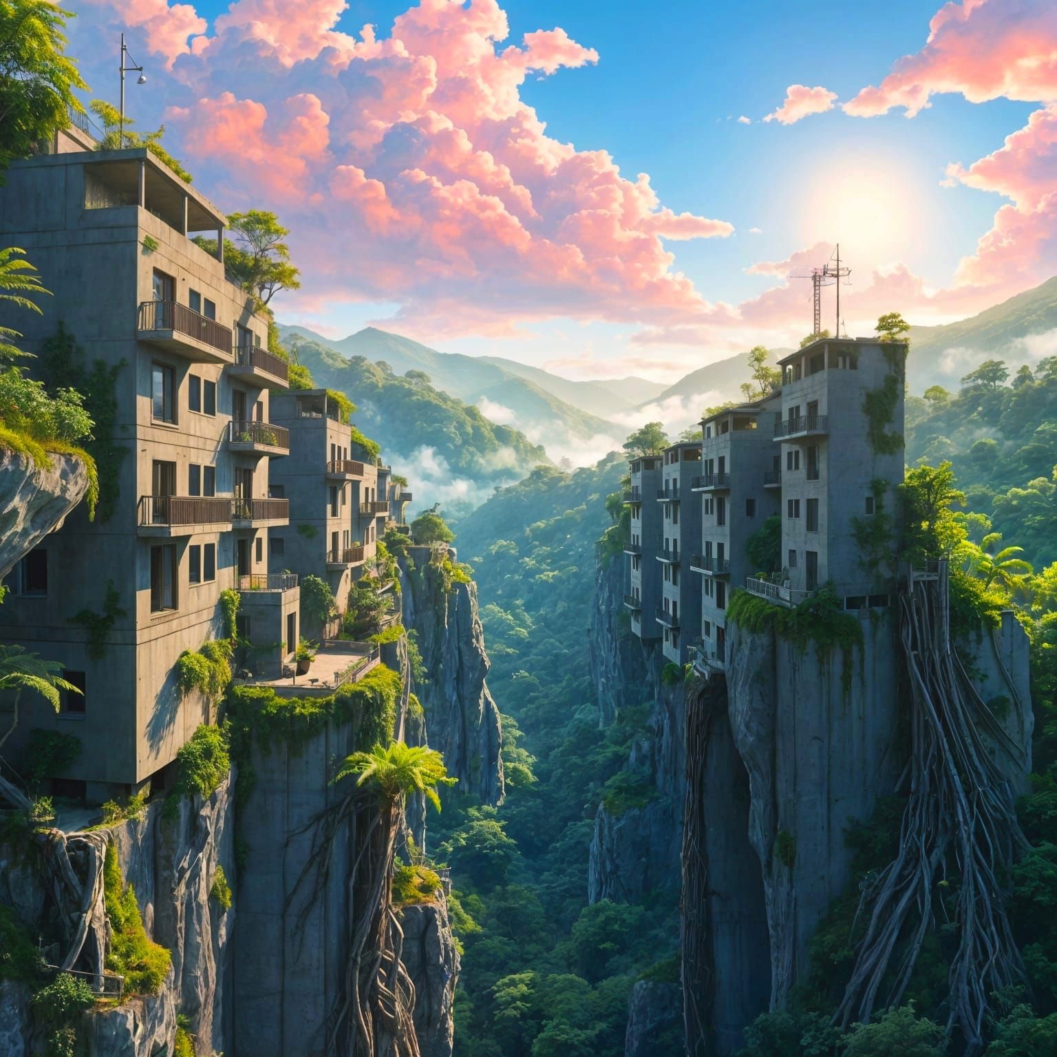 Abandoned Buildings Reclaimed by Nature: Ghibli Style