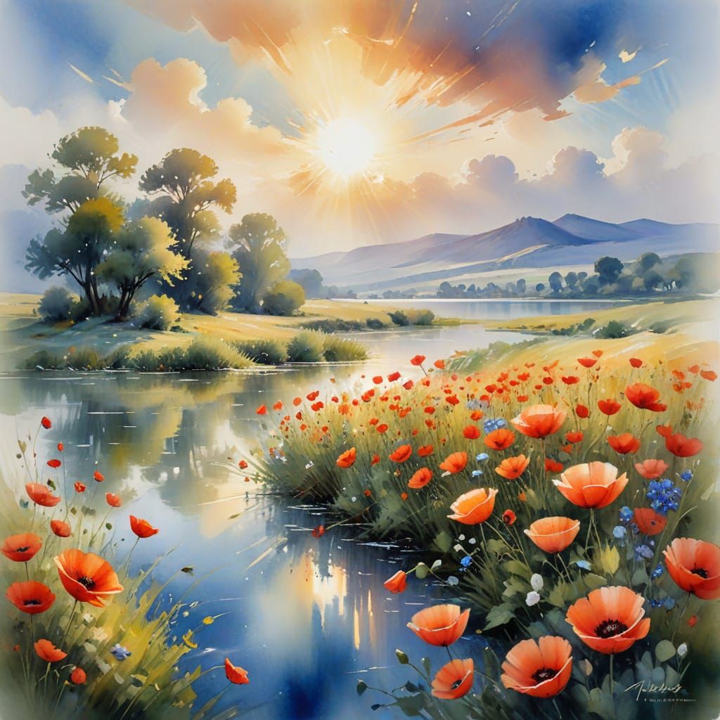 Summer Serenity in Vibrant Watercolour