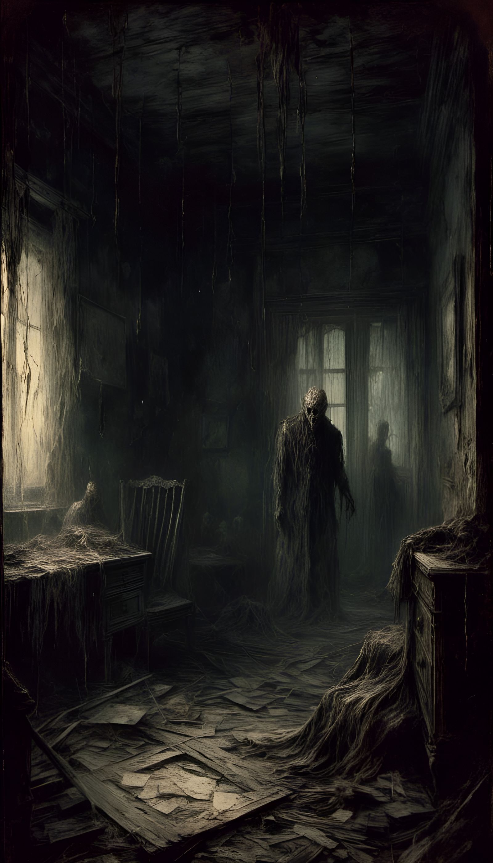 Creepy Glowing Eyes in Dark Room: Macabre Horror