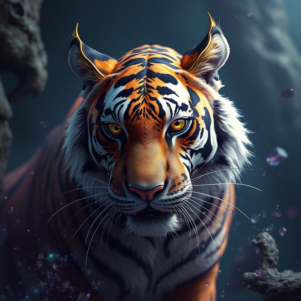 Luxurious Amethyst Tiger in Golden Hues