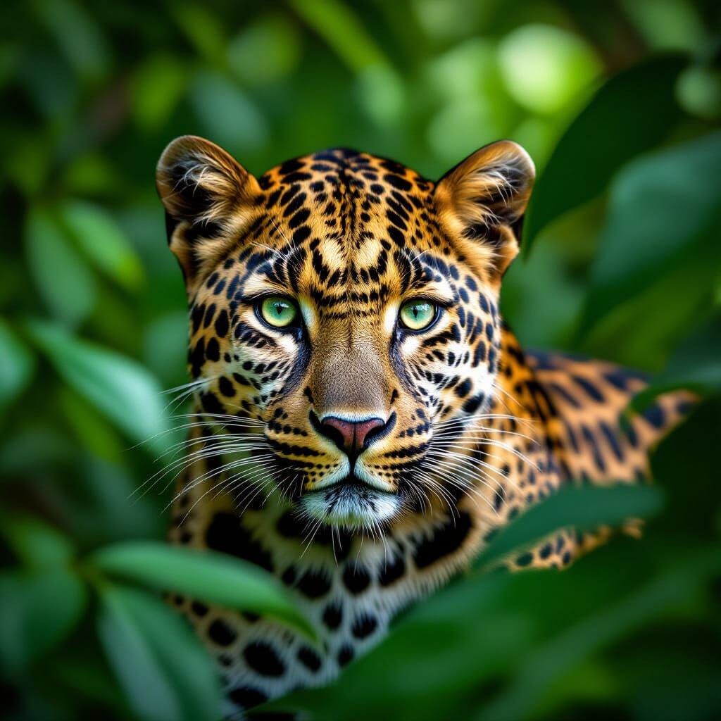 Leopard in Dense Jungle Wildlife Photograph