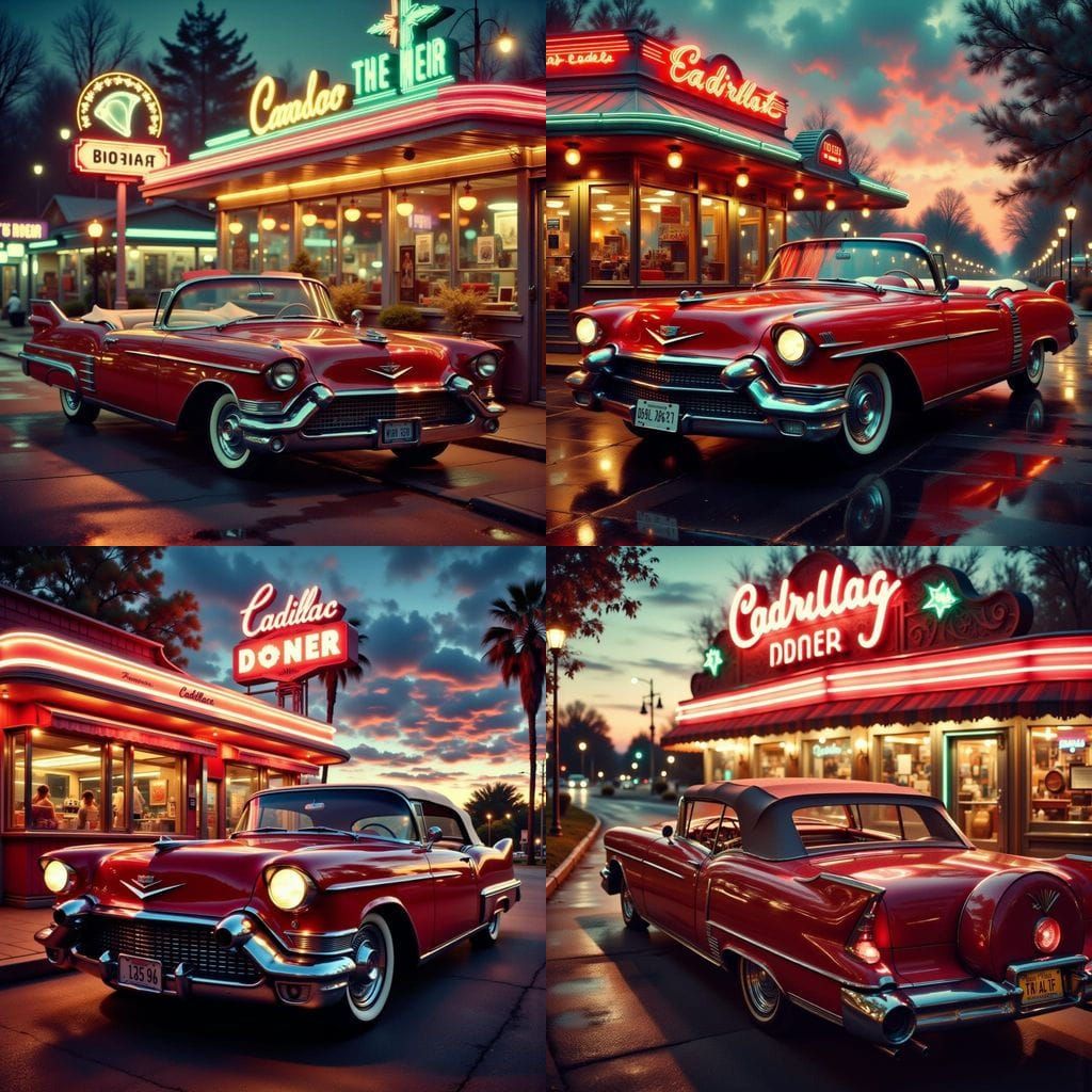 Vintage American Dream: Cherry Red Cadillac Eldorado Biarrit...